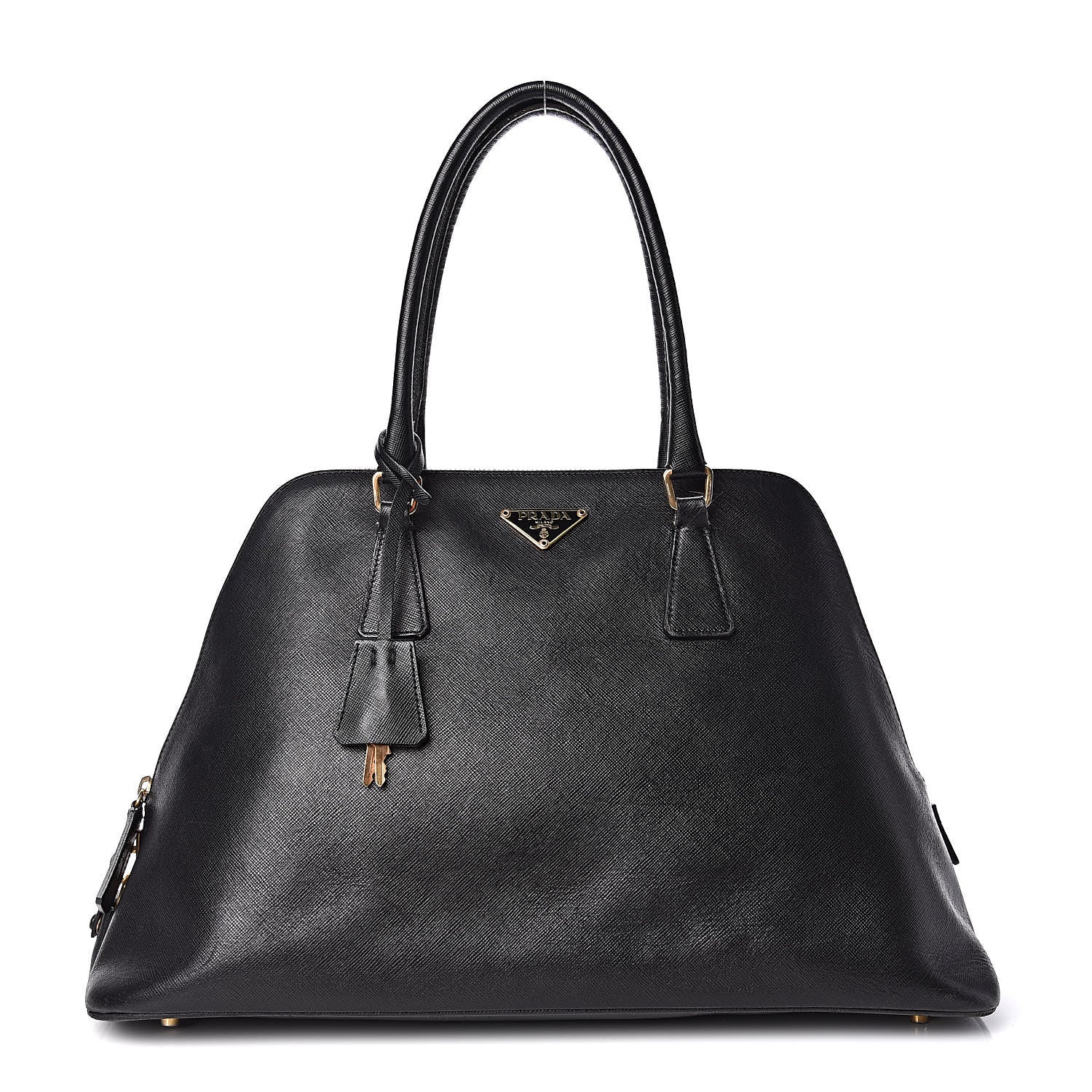 Prada Saffiano Top Handle Dome Satchel Black 1 of 18
