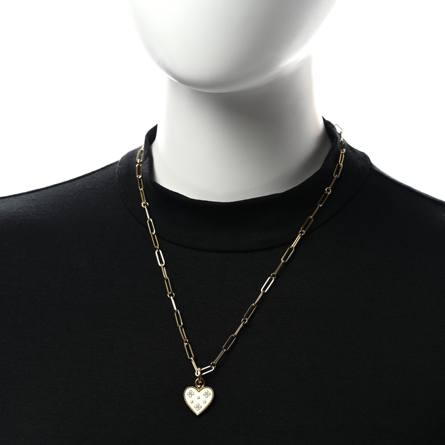 18K Yellow Gold Diamond Venetian Princess Heart Medallion Charm Necklace