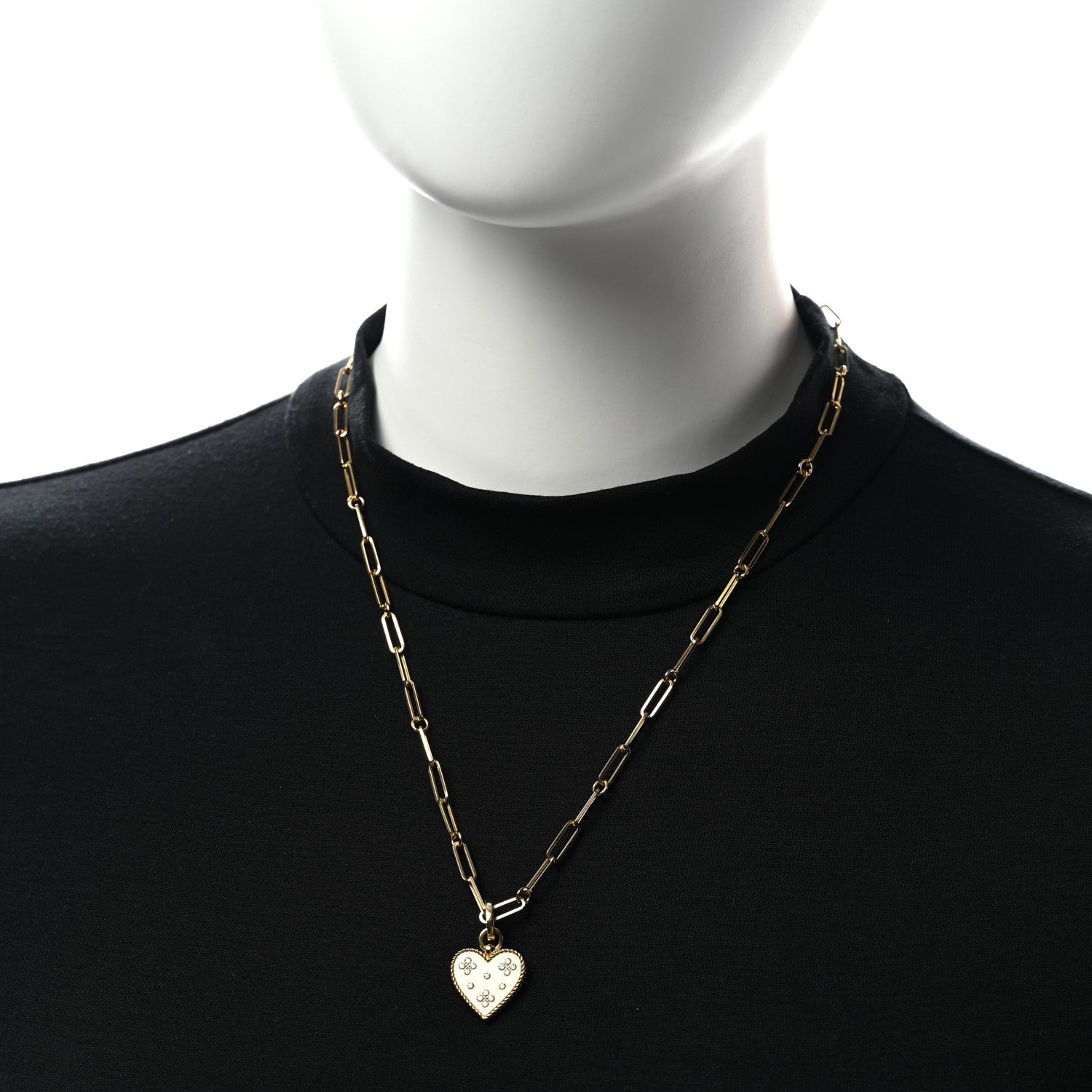 Roberto Coin 18K Yellow Gold Diamond Venetian Princess Heart Medallion Charm Necklace 2 of 7