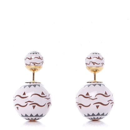 Christian Dior Mise En Dior Tribal Earrings White Blue Red 1 of 4