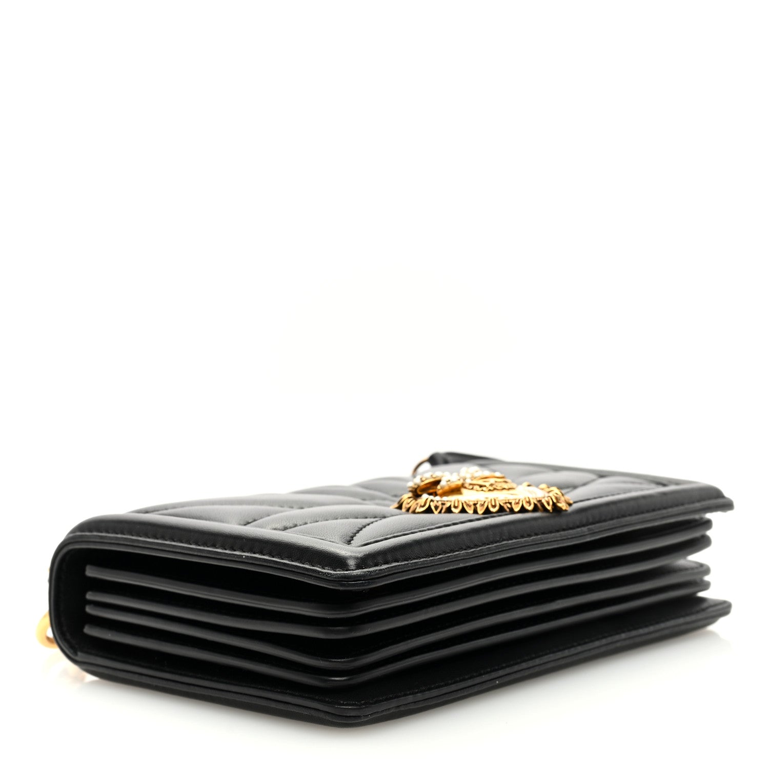 Dolce & Gabbana DOLCE GABBANA Lambskin Mini Devotion Crossbody Bag Black 4 of 9