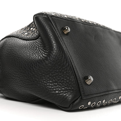 Christian Louboutin Calfskin Eyelet Small Panettone Bowling Bag Black 7 of 8