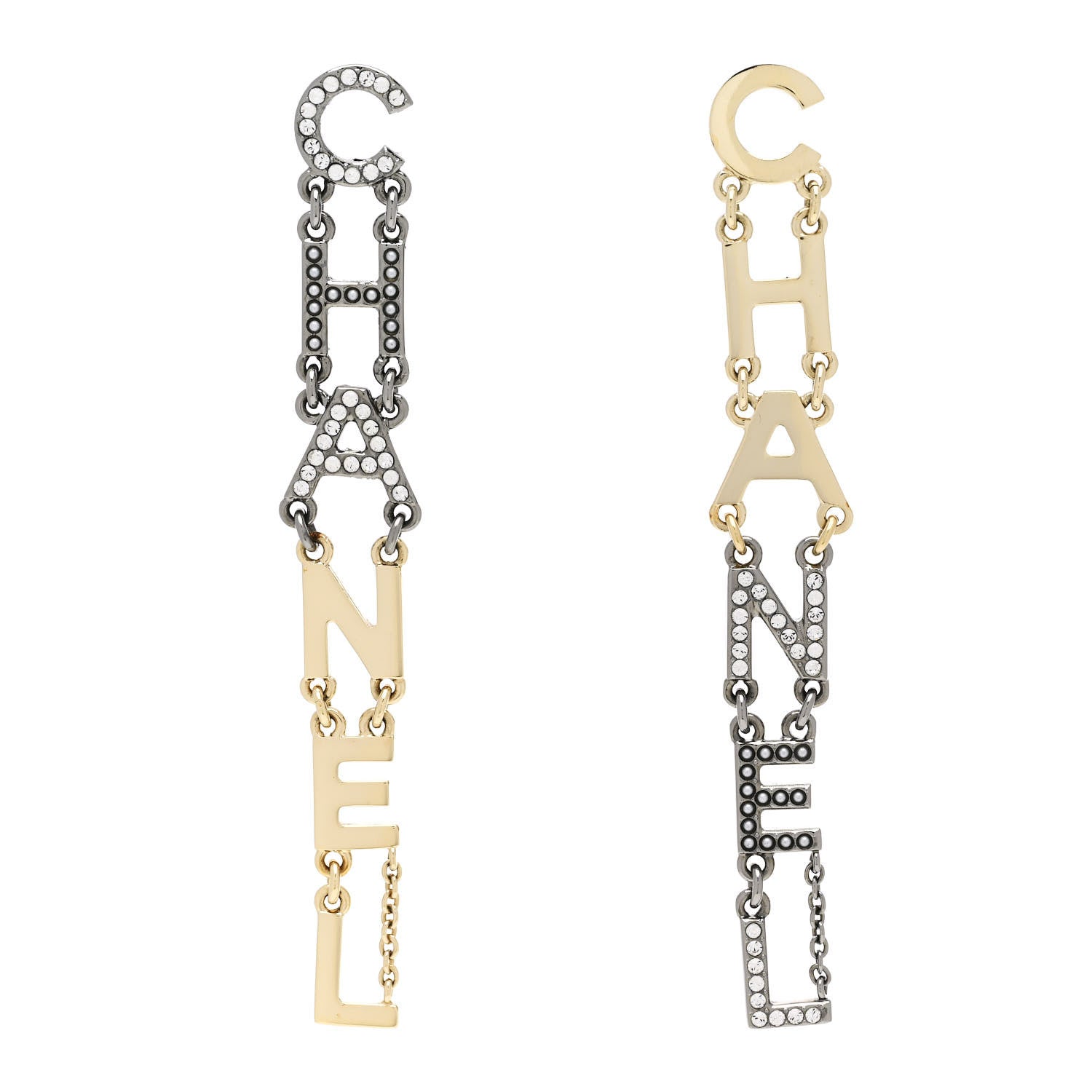 Chanel Crystal Pearl Bright Young Things Earrings Gold Ruthenium 1 of 4