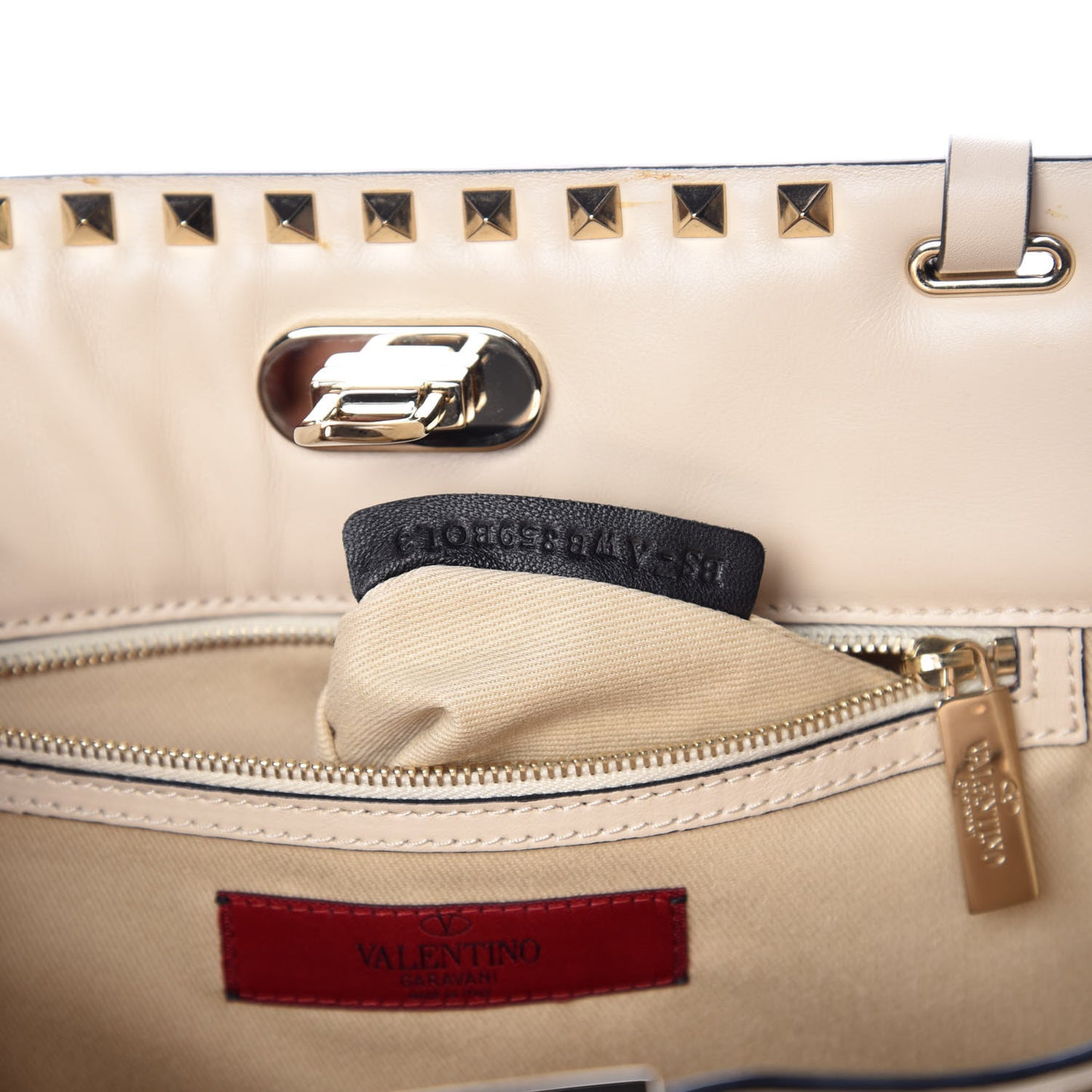 Vitello Rockstud Shoulder Satchel Ivory