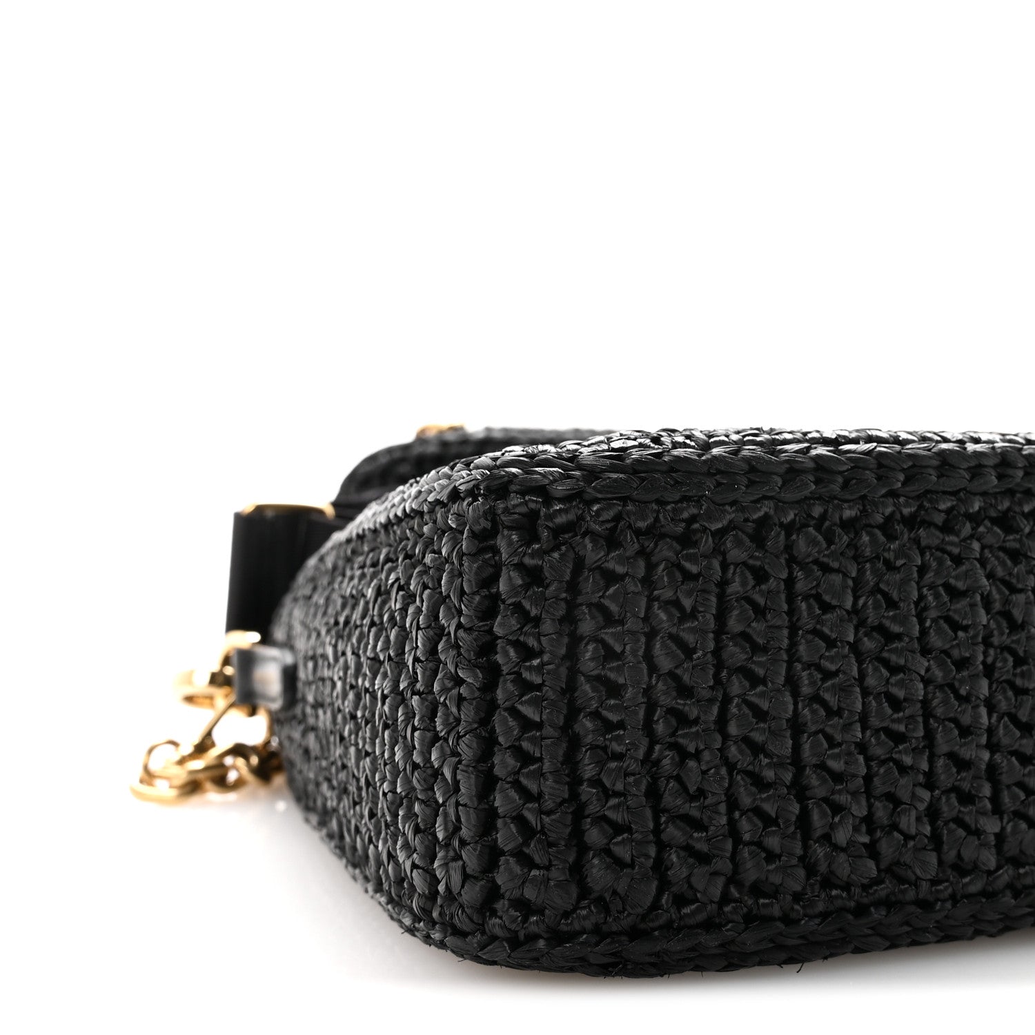 Prada Yarn Raffia Effect Crochet Re-Edition 2005 Shoulder Bag Black 8 of 9