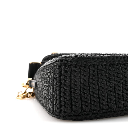 Prada Yarn Raffia Effect Crochet Re-Edition 2005 Shoulder Bag Black 8 of 9