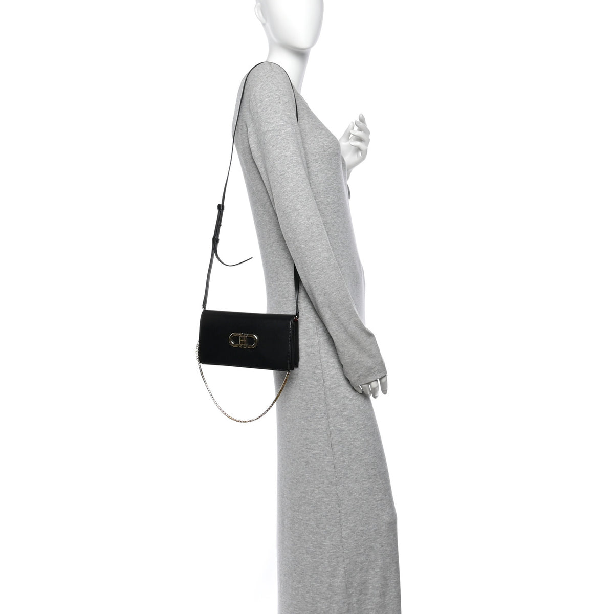 Salvatore Ferragamo Calfskin Mini Double Gancio Bag Black 2 of 10