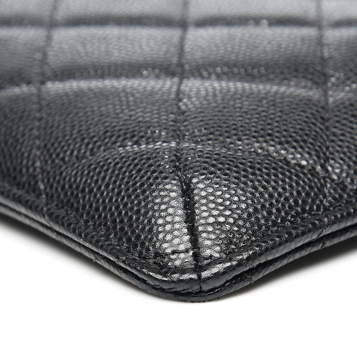 Caviar Quilted Classic Flat Wallet Pouch Black