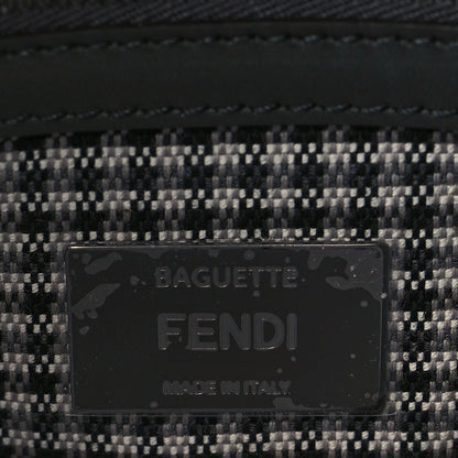 Fendi Wool Vitello King Houndstooth FF Embroidered Baguette Grigio Anthracite 6 of 6