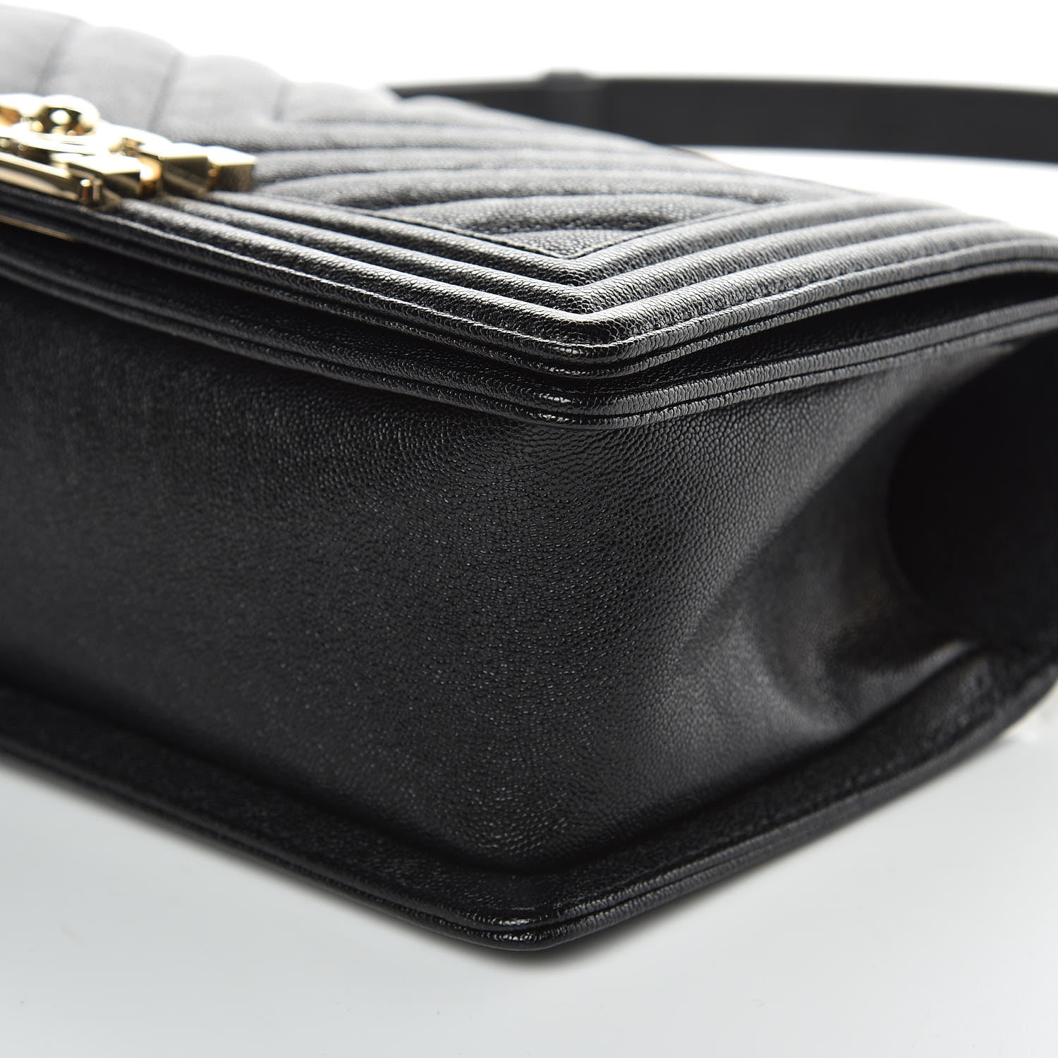 Chanel Caviar Chevron Quilted Medium Boy Flap Black 9 of 10