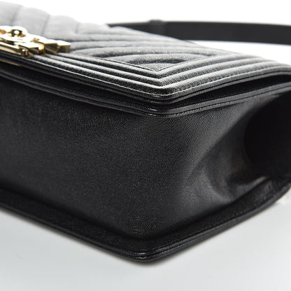 Chanel Caviar Chevron Quilted Medium Boy Flap Black 9 of 10