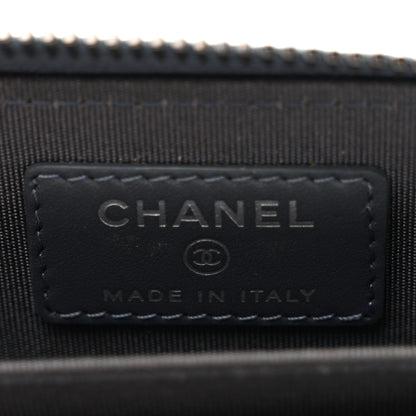 Chanel Caviar Quilted Zip Around Coin Purse Wallet Dark Blue 6 of 7