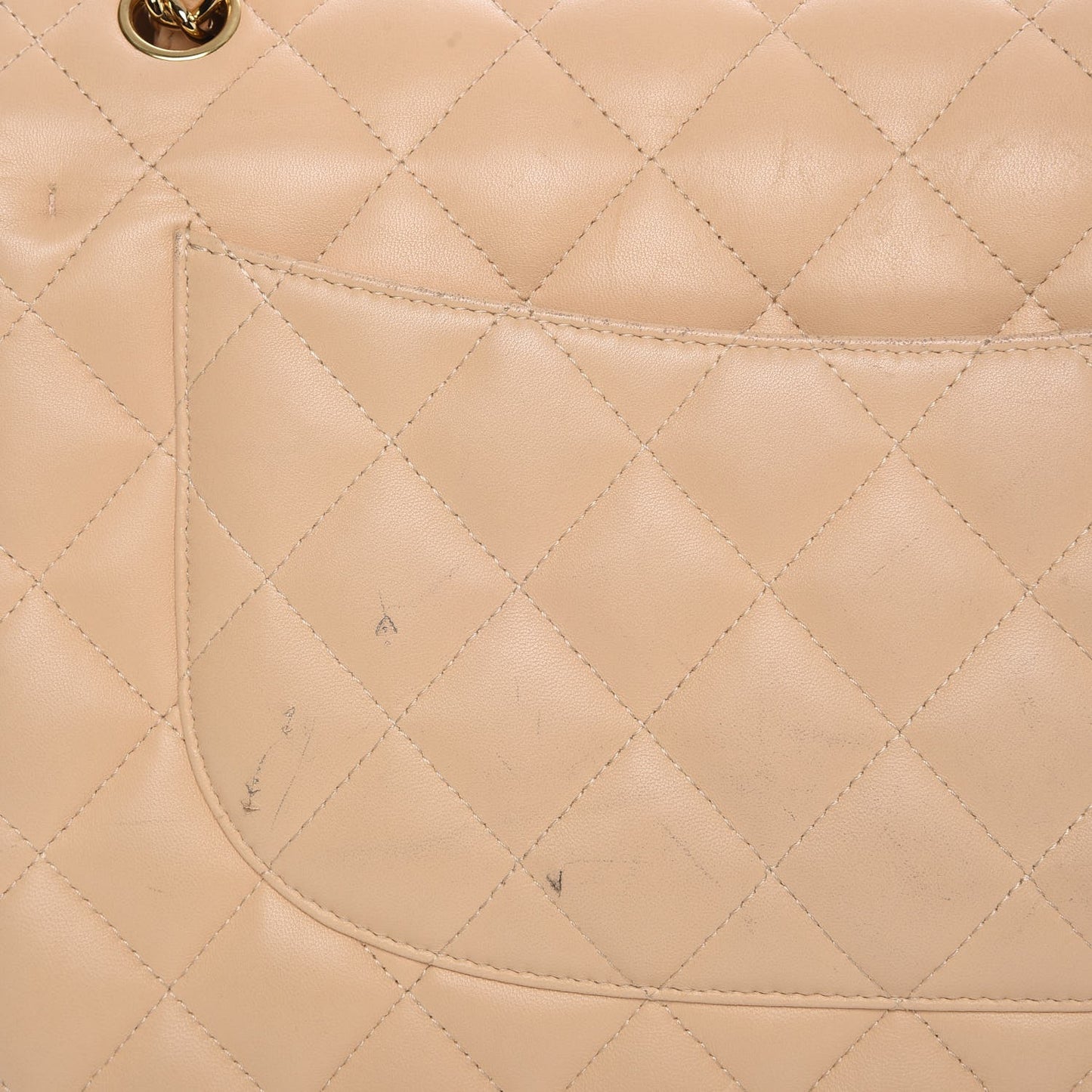 Lambskin Quilted Jumbo Double Flap Beige Clair