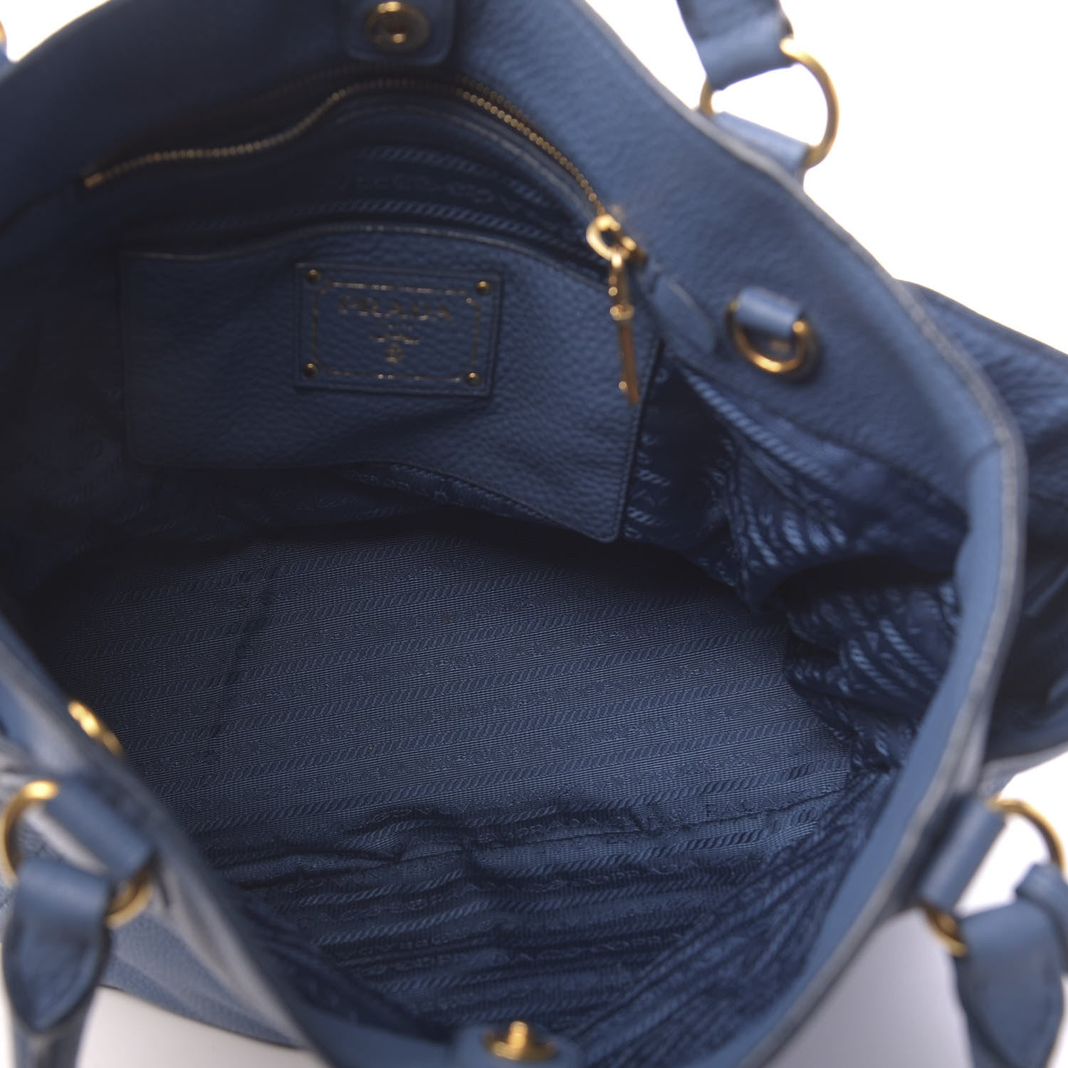 Prada Vitello Daino Side Pocket Tote Cobalto 5 of 15