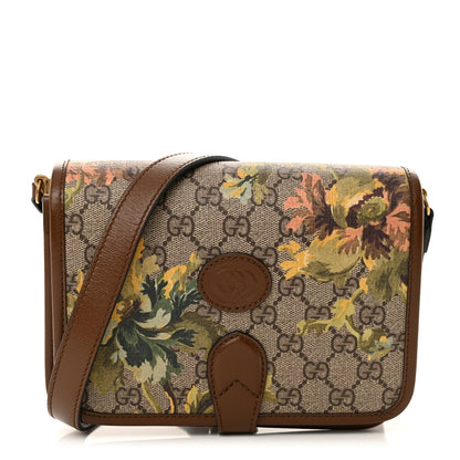 Gucci GG Supreme Monogram Azalea Calfskin Dusty Carnation Mini Retro Interlocking G Flap Shoulder Bag Beige Ebony Multicolor Brown Sugar 1 of 10