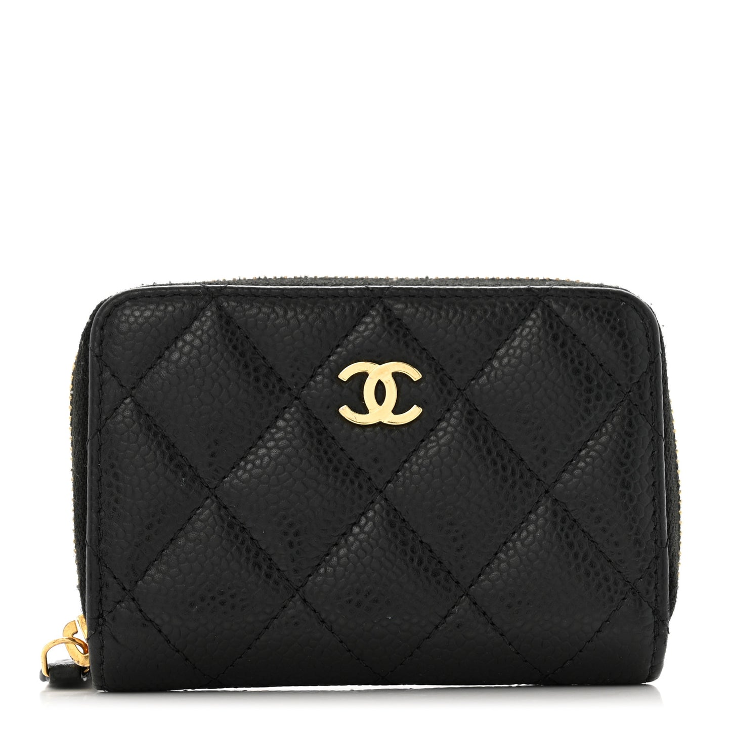 Caviar Quilted Classic Zipped Coin Purse Black