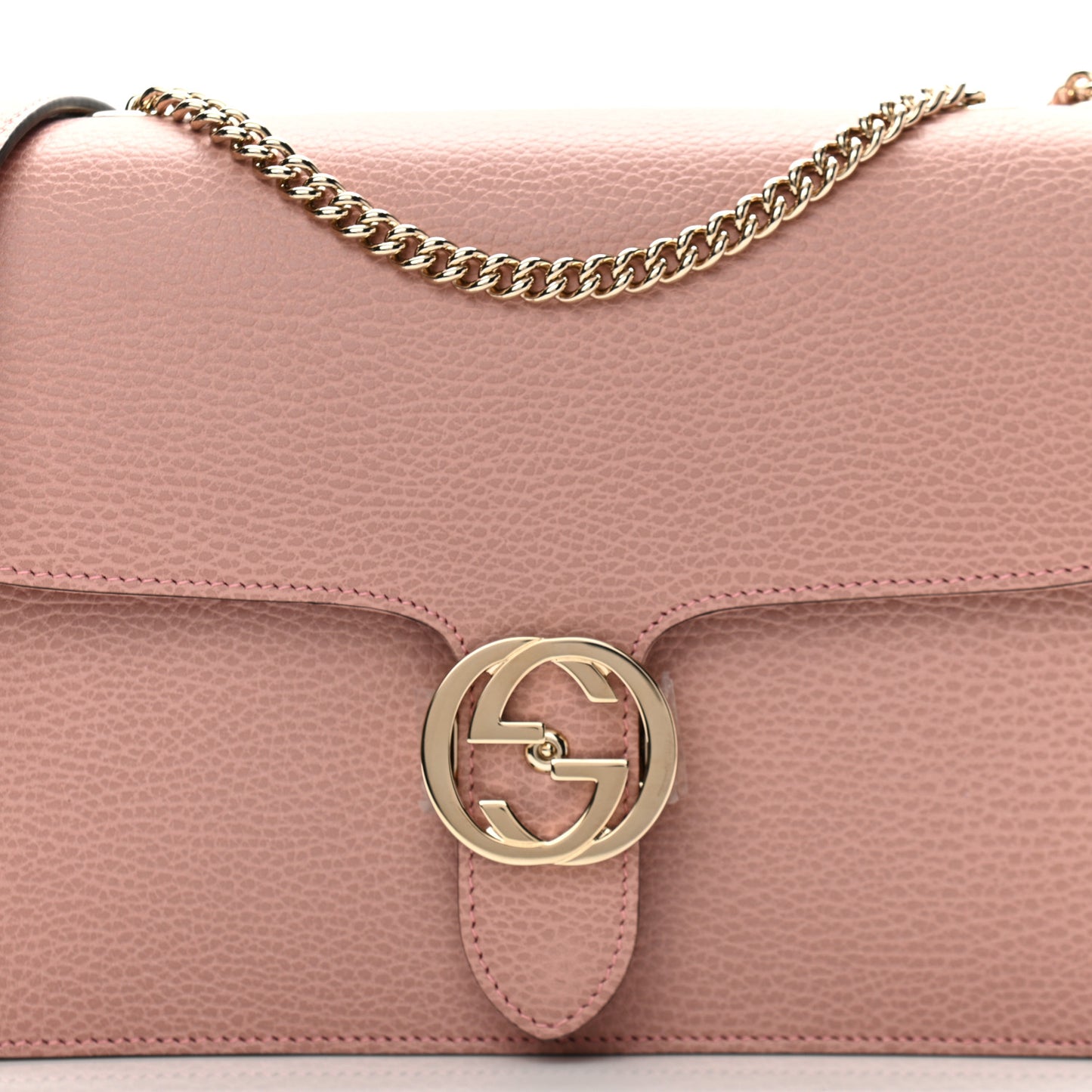 Dollar Calfskin Small Interlocking G Shoulder Bag Soft Pink