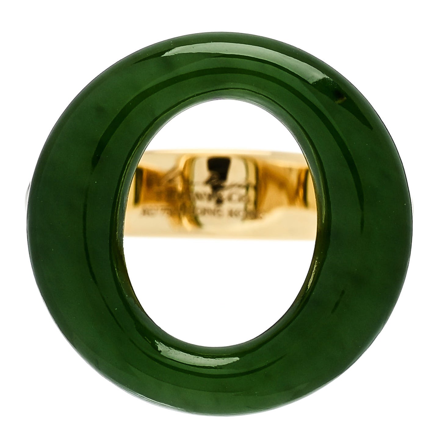 18K Yellow Gold Green Jade Elsa Peretti Sevillana Ring 57 8