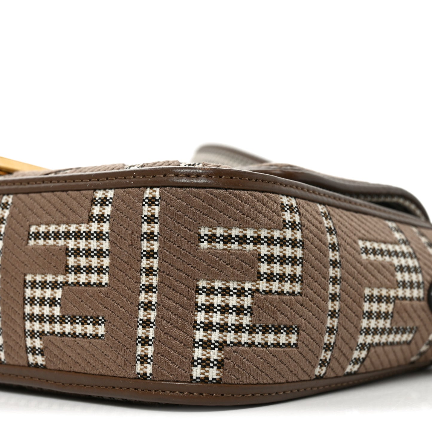 Wool Vitello King Houndstooth FF Embroidered Baguette Beige Moro