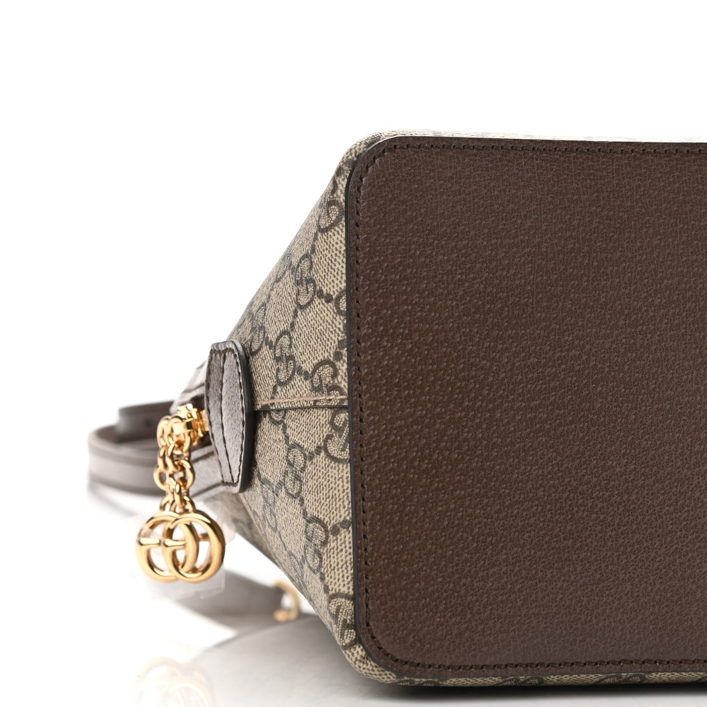 GG Supreme Monogram Web Medium Ophidia Top Handle Dome Bag Brown