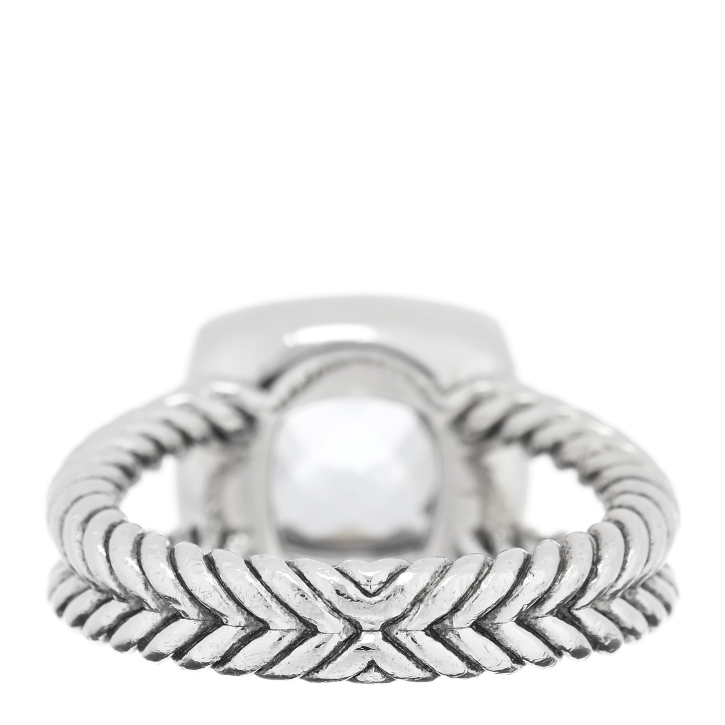 Sterling Silver Diamond White Topaz 7mm Petite Albion Ring 48 4.5