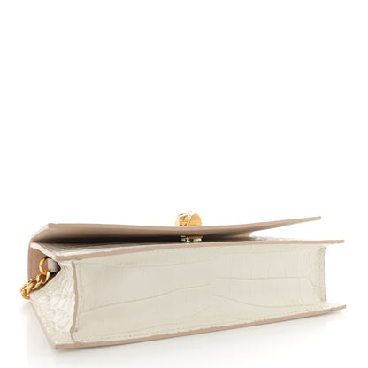 Alexander McQueen Calfskin Crocodile Embossed Skull Mini Crossbody Bag White 4 of 12