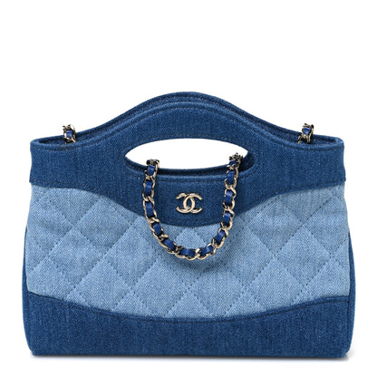 Chanel Denim Quilted Nano 31 Shopping Bag Light Blue Dark Blue 1 of 10