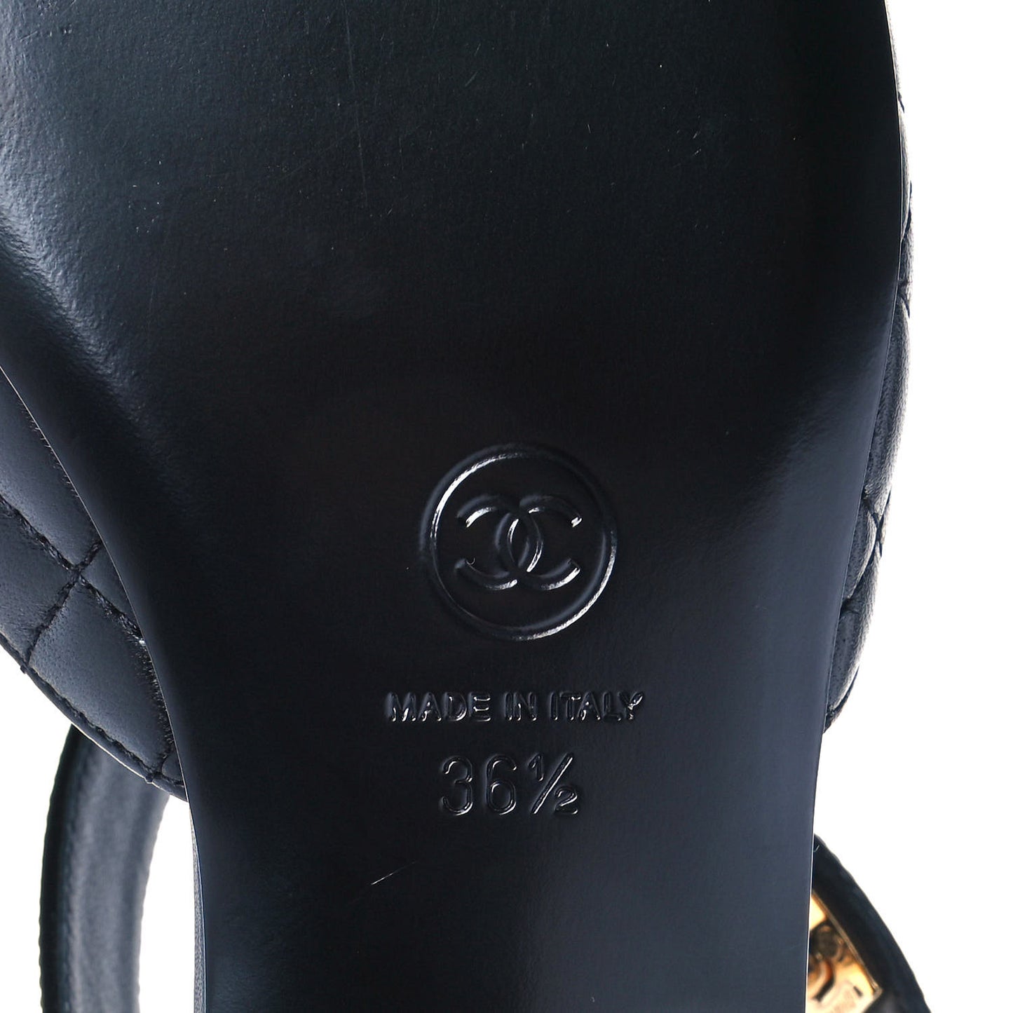 Patent Lambskin Quilted Cap Toe Ballerina Flats 36.5 Black