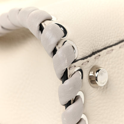Fendi Cuoio Romano Selleria Vitello Dolce Lace Up Medium Peekaboo Iconic Satchel Camelia Milk Grigio Polvere 12 of 15