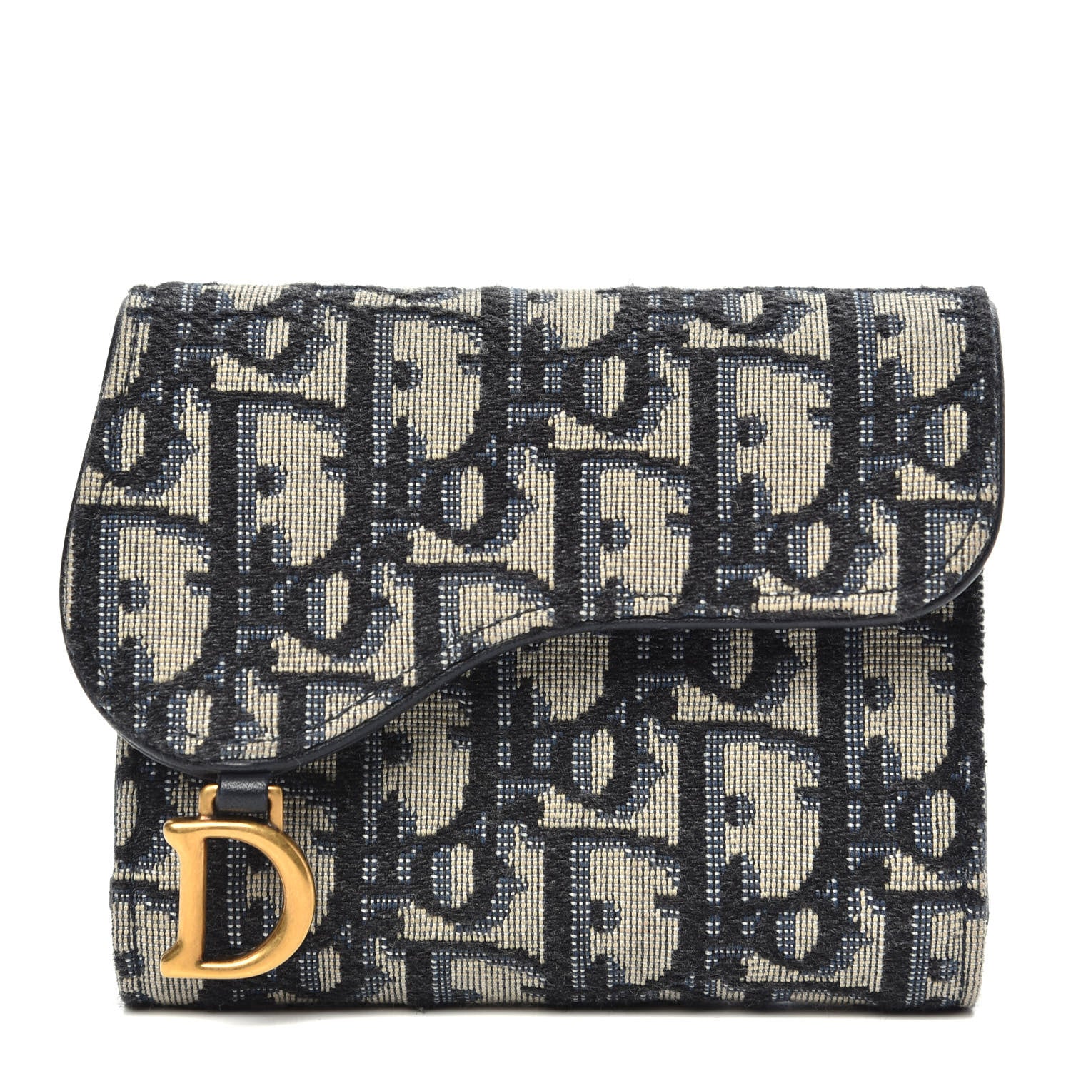 Christian Dior Oblique Saddle Lotus Wallet Blue 1 of 7