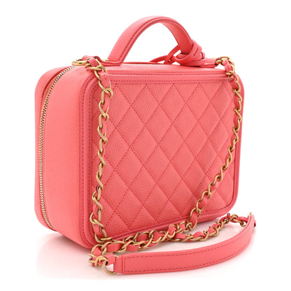 Chanel Caviar Quilted Medium CC Filigree Vanity Case Coral 3 of 10