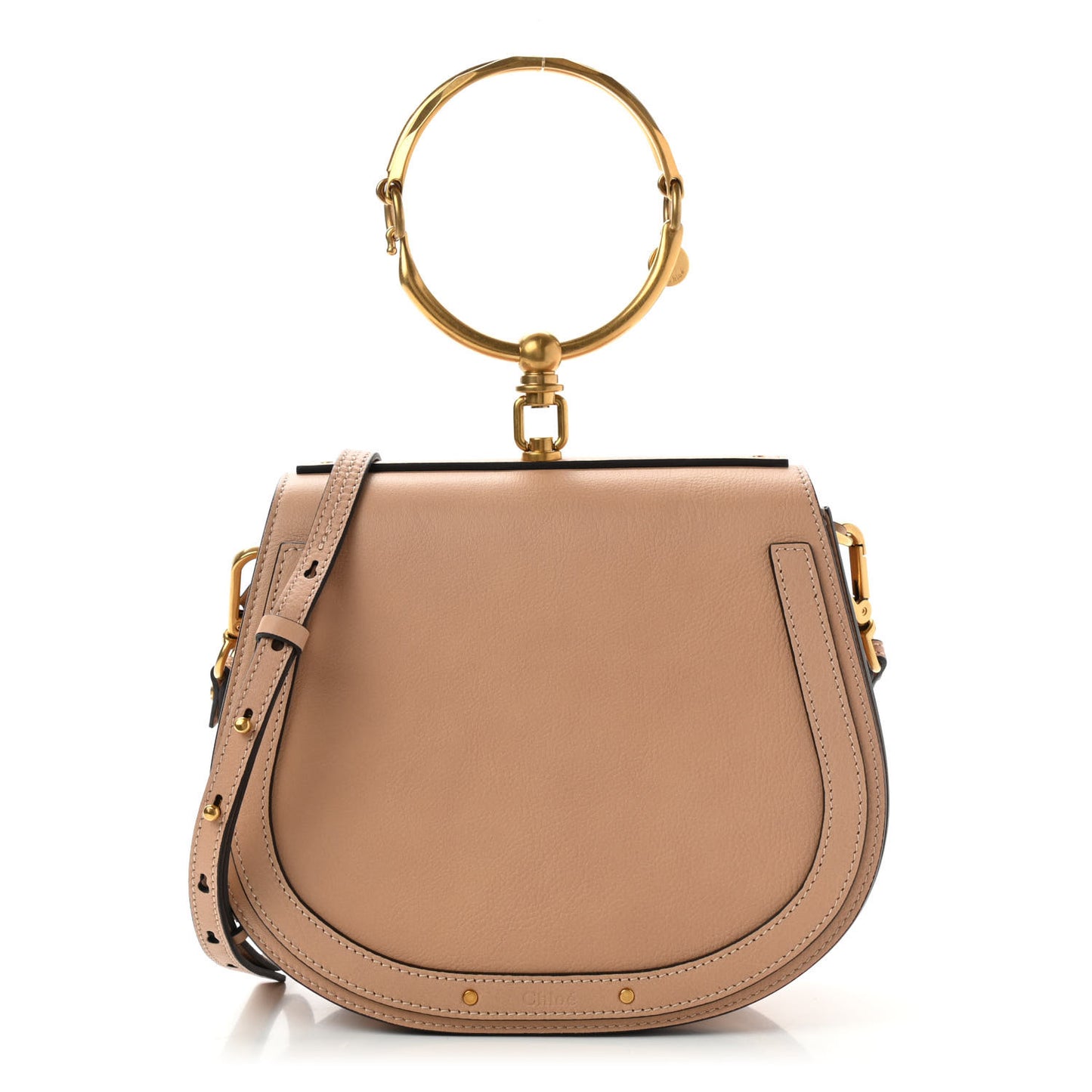Calfskin Suede Medium Nile Bracelet Bag Biscotti Beige
