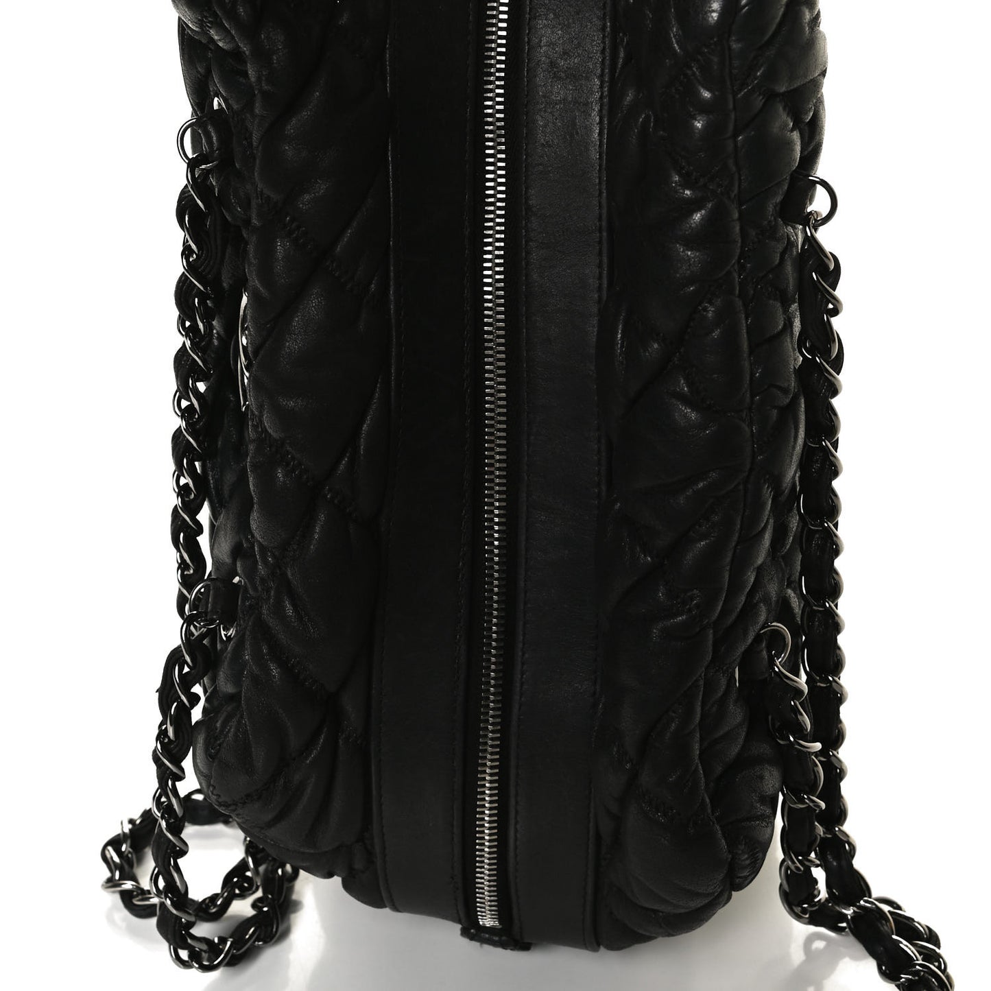 Calfskin Bubble Quilt Bowler Black