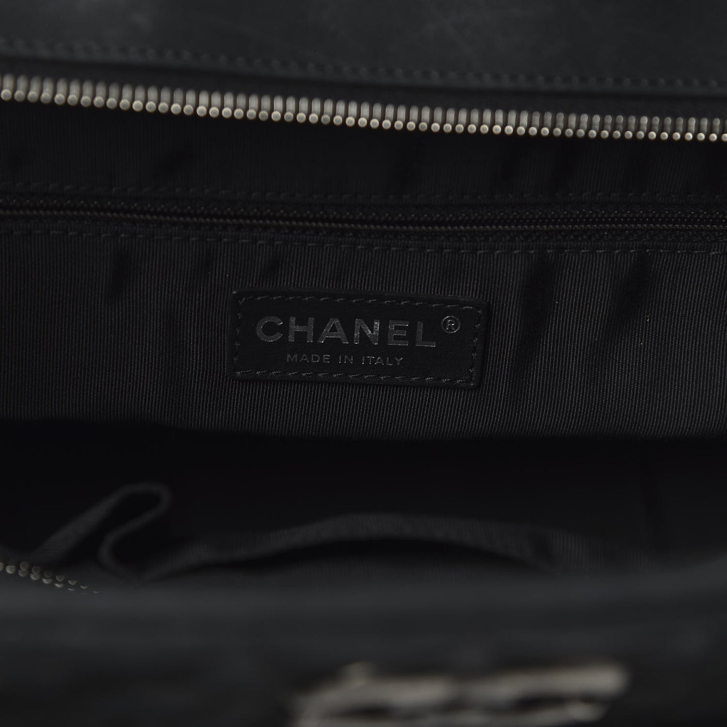 Iridescent Calfskin Chic Quilt Bowling Bag Black