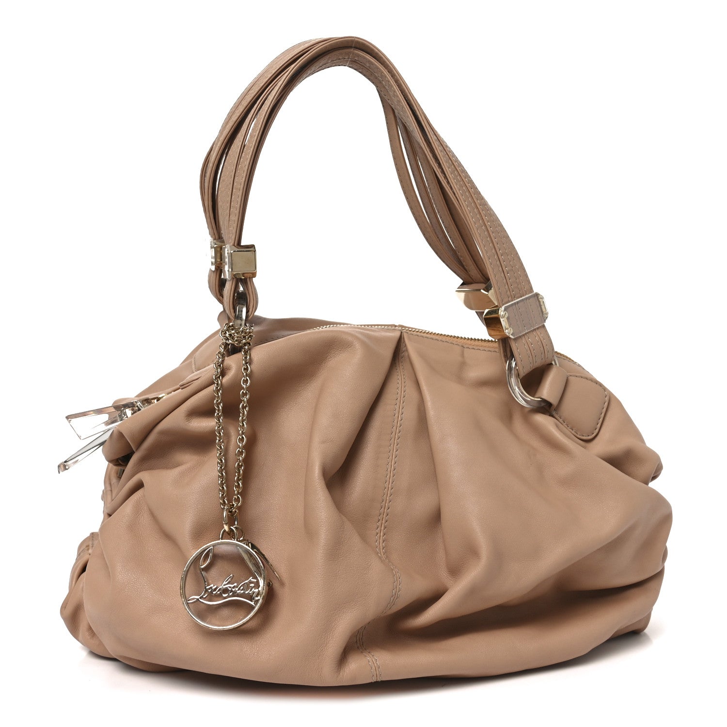 Christian Louboutin Calfskin Lucite Zip Shoulder Bag Beige 1 of 9