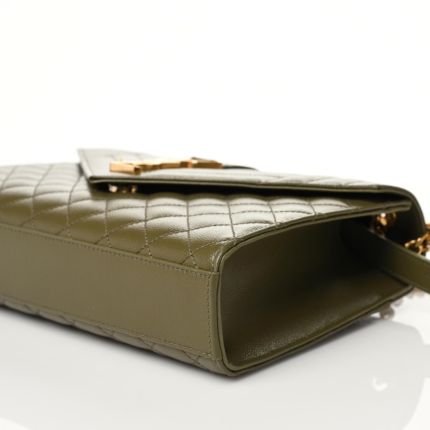 Grain De Poudre Textured Mixed Matelasse Medium Triquilt Monogram Satchel Vert Kaki
