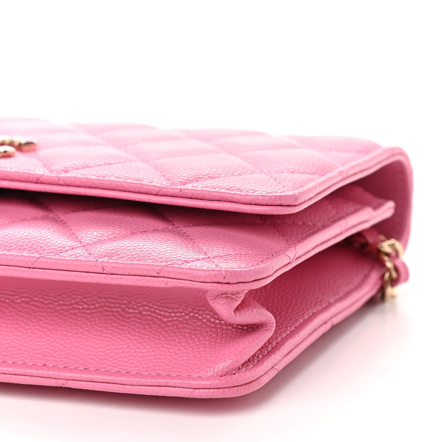 Caviar Quilted Glass Wallet On Chain WOC Pink