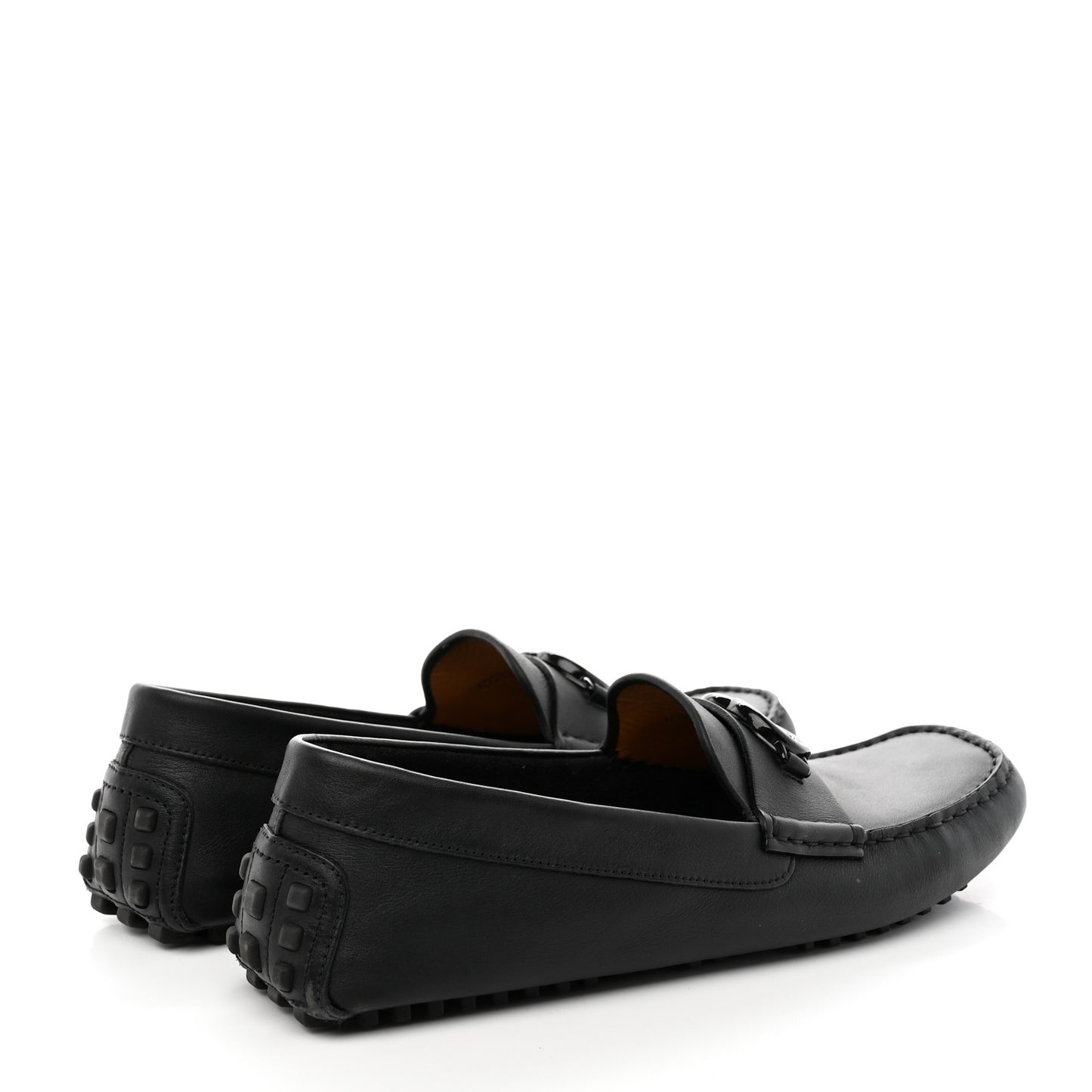 Soft Clove Calfskin Monochrome Mens Interlocking G Driver Loafers 10.5 Black