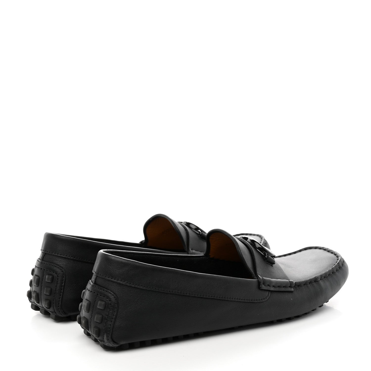Gucci Soft Clove Calfskin Monochrome Mens Interlocking G Driver Loafers 10.5 Black 4 of 12