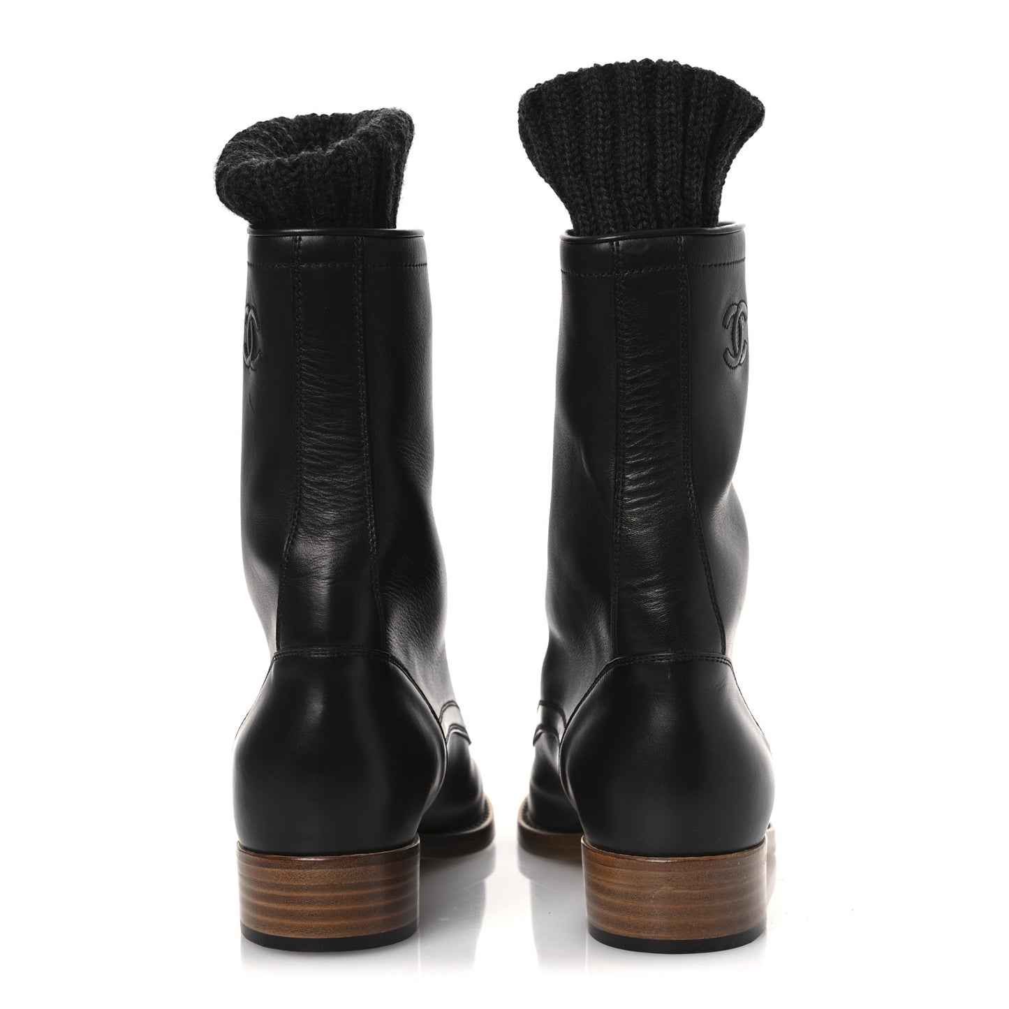 Calfskin Sock High CC Combat Boots 39 Black