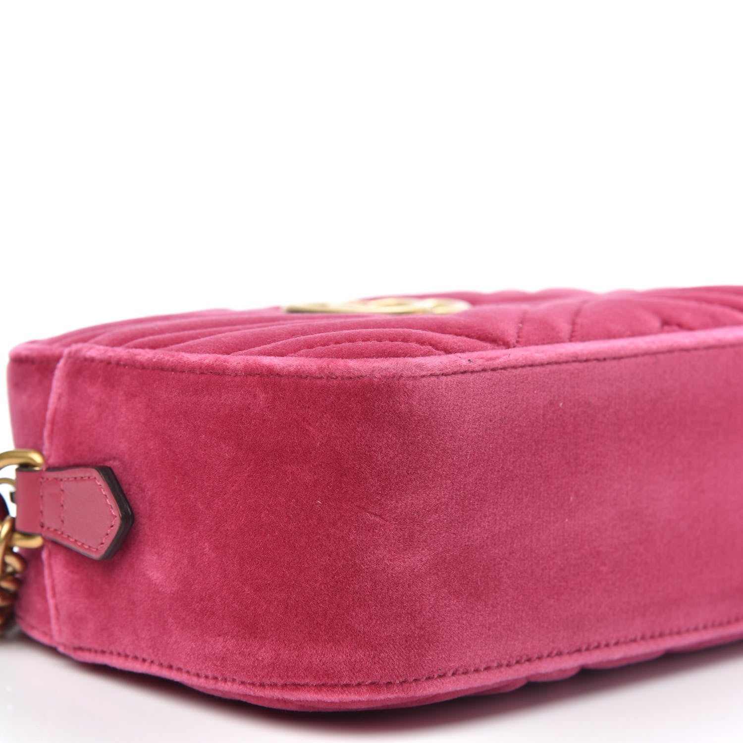 Gucci Velvet Matelasse Small GG Marmont Chain Shoulder Bag Light Raspberry Rose 9 of 12