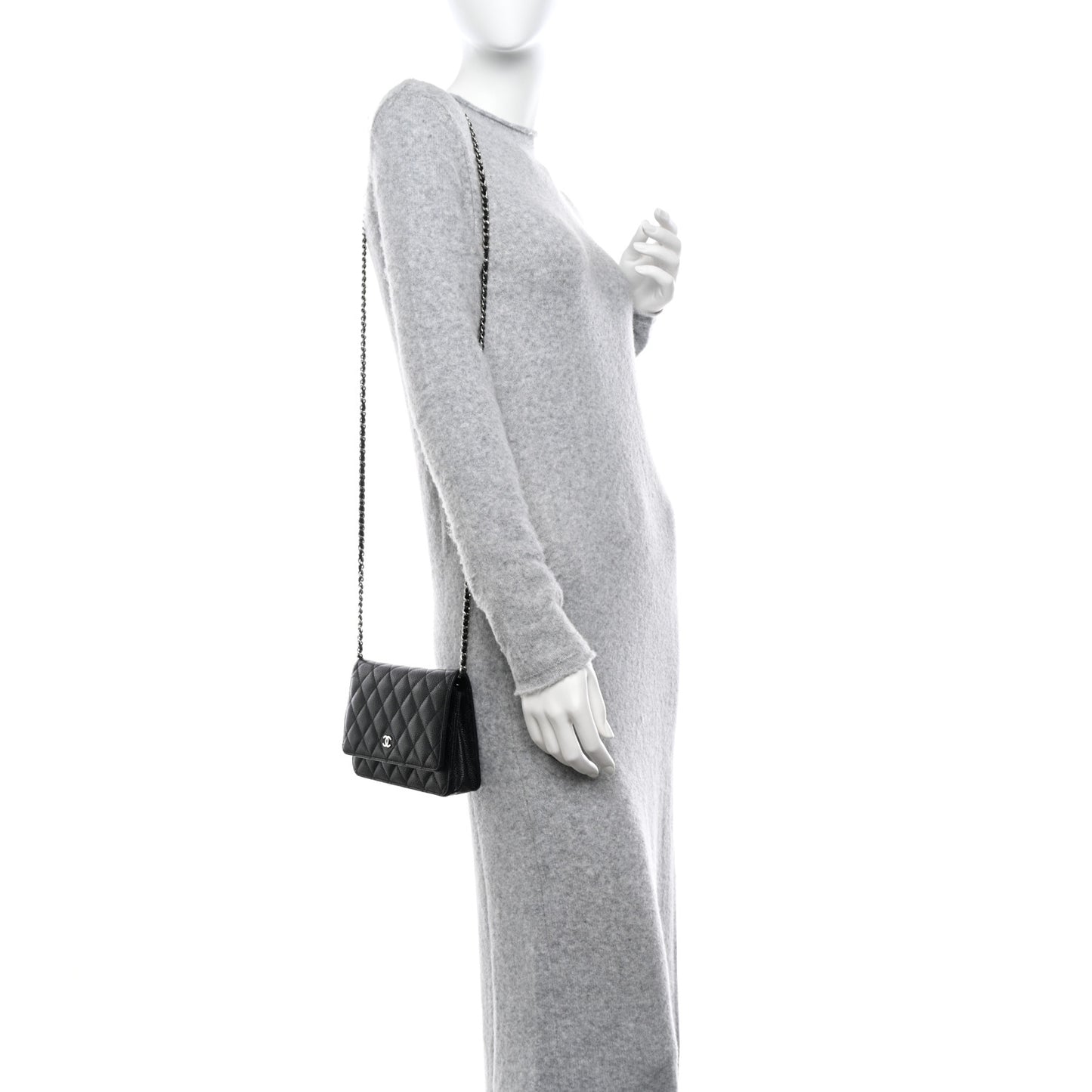 Caviar Quilted Wallet on Chain WOC Black