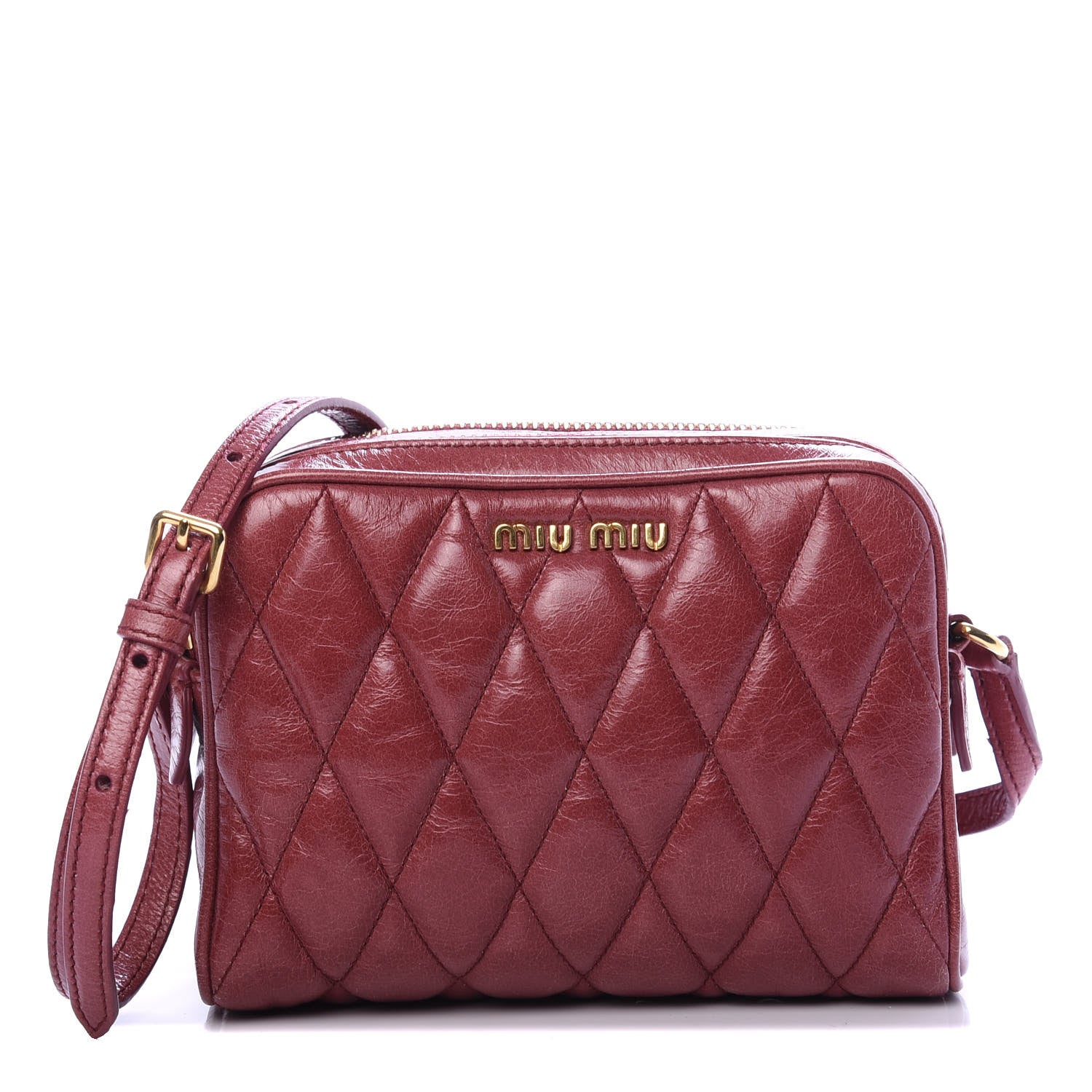 Miu Miu Vitello Shine Quilted Camera Bag Bruyere 1 of 9