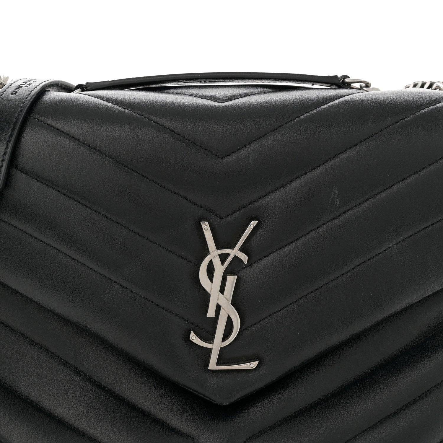 Saint Laurent Calfskin Y Quilted Monogram Medium Loulou Chain Satchel Black 8 of 15