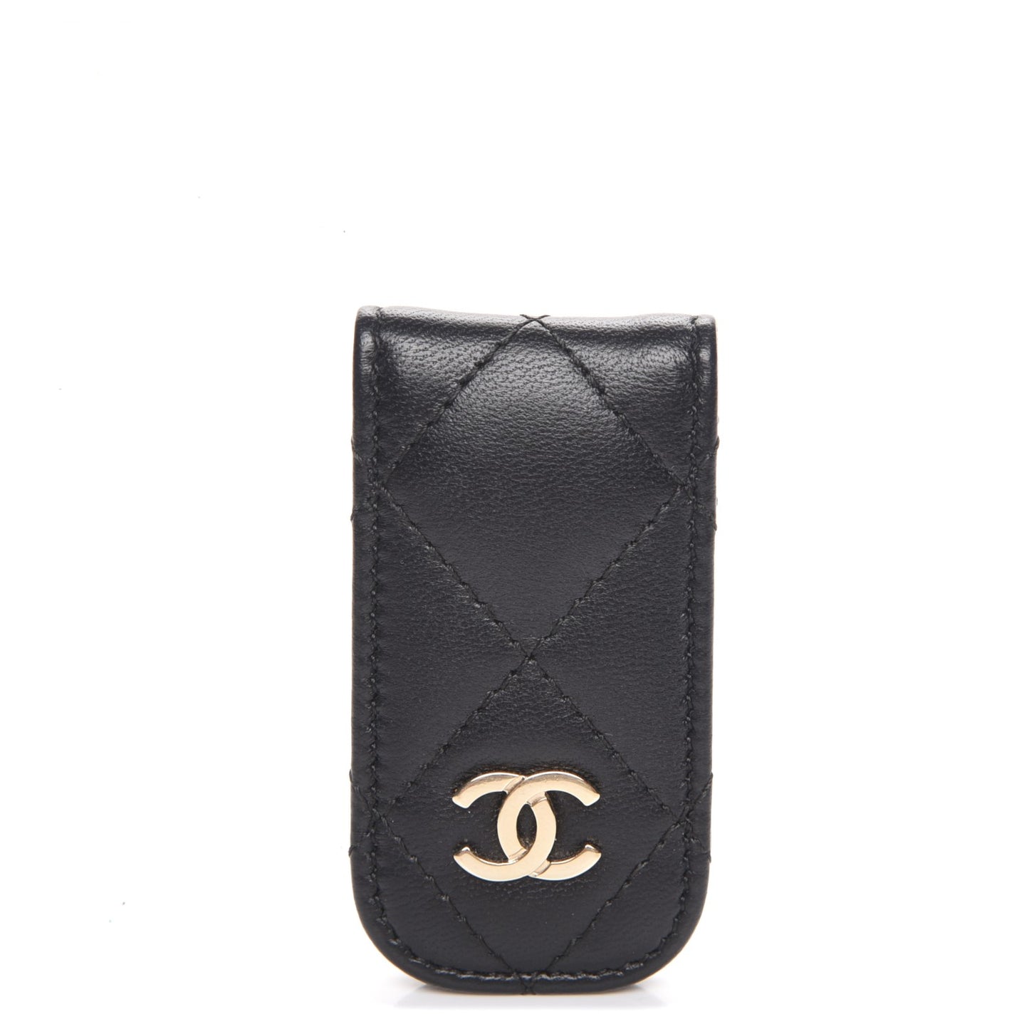 Lambskin Quilted Money Clip Black