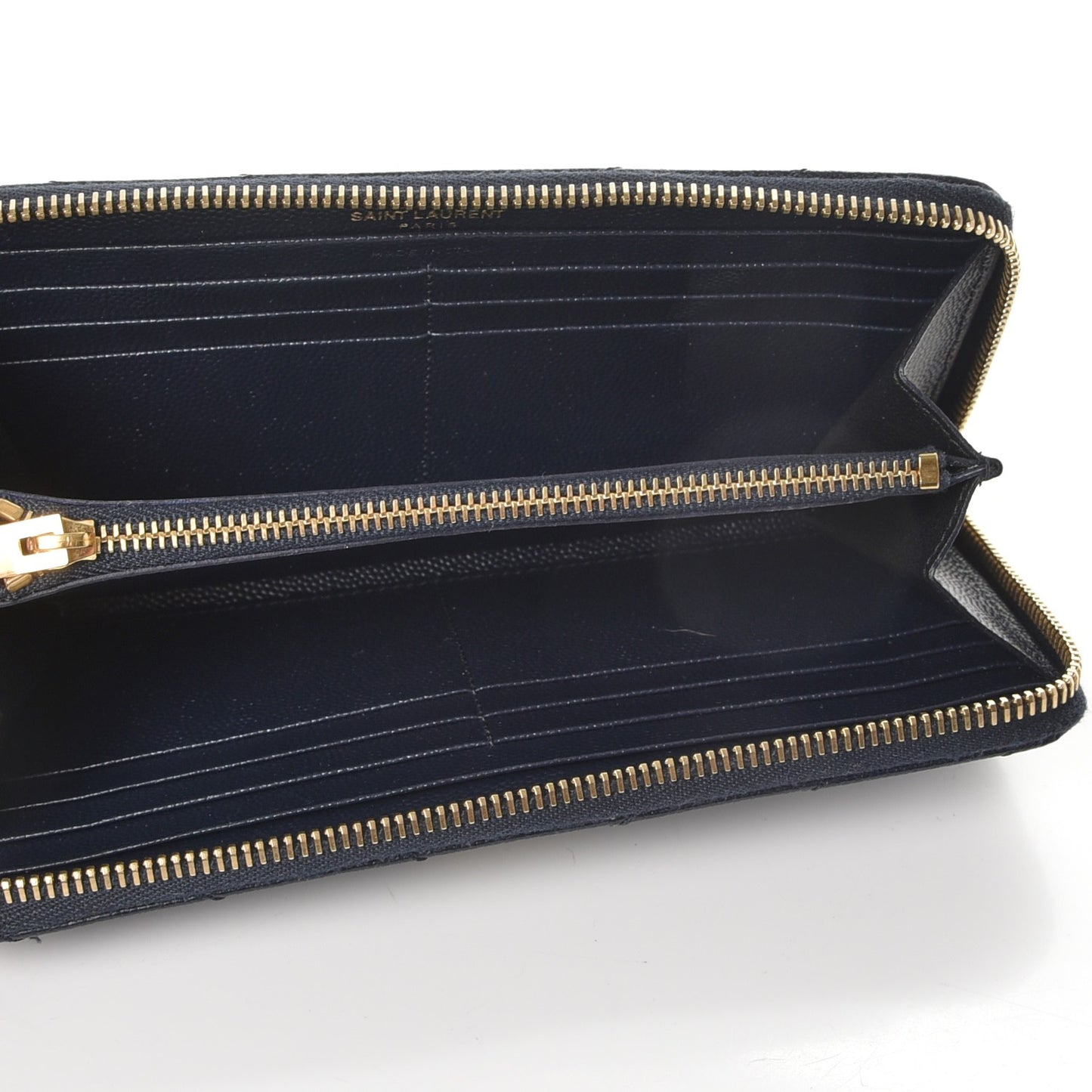 Grain De Poudre Matelasse Chevron Monogram Zip Around Wallet Deep Marine