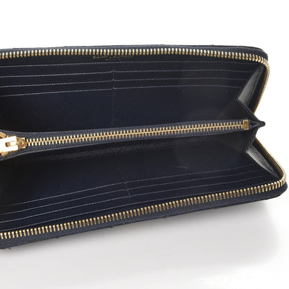 Saint Laurent Grain De Poudre Matelasse Chevron Monogram Zip Around Wallet Deep Marine 5 of 9