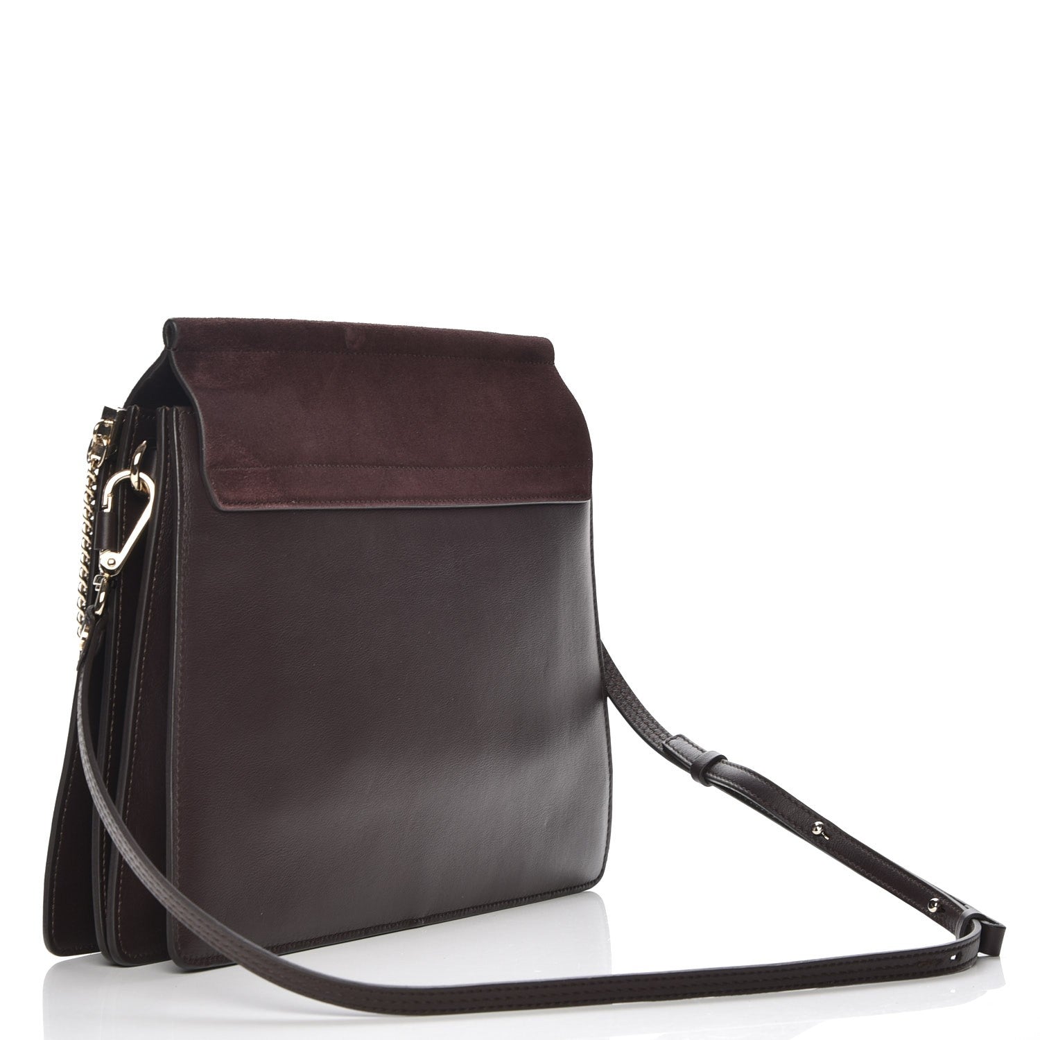 Chloe Calfskin Suede Medium Faye Shoulder Bag Carbon Brown 3 of 7