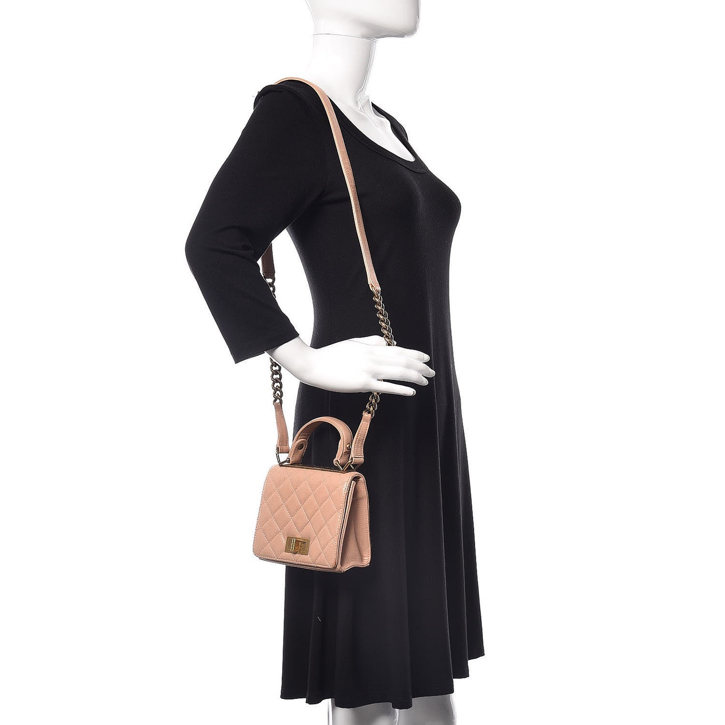 Goatskin Quilted Small Rita Top Handle Flap Pink