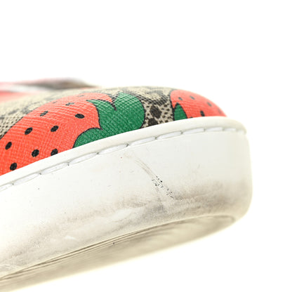 Gucci GG Supreme Monogram Strawberry Web Womens Ace Sneakers 39.5 Beige Multicolor Red Green 16 of 18